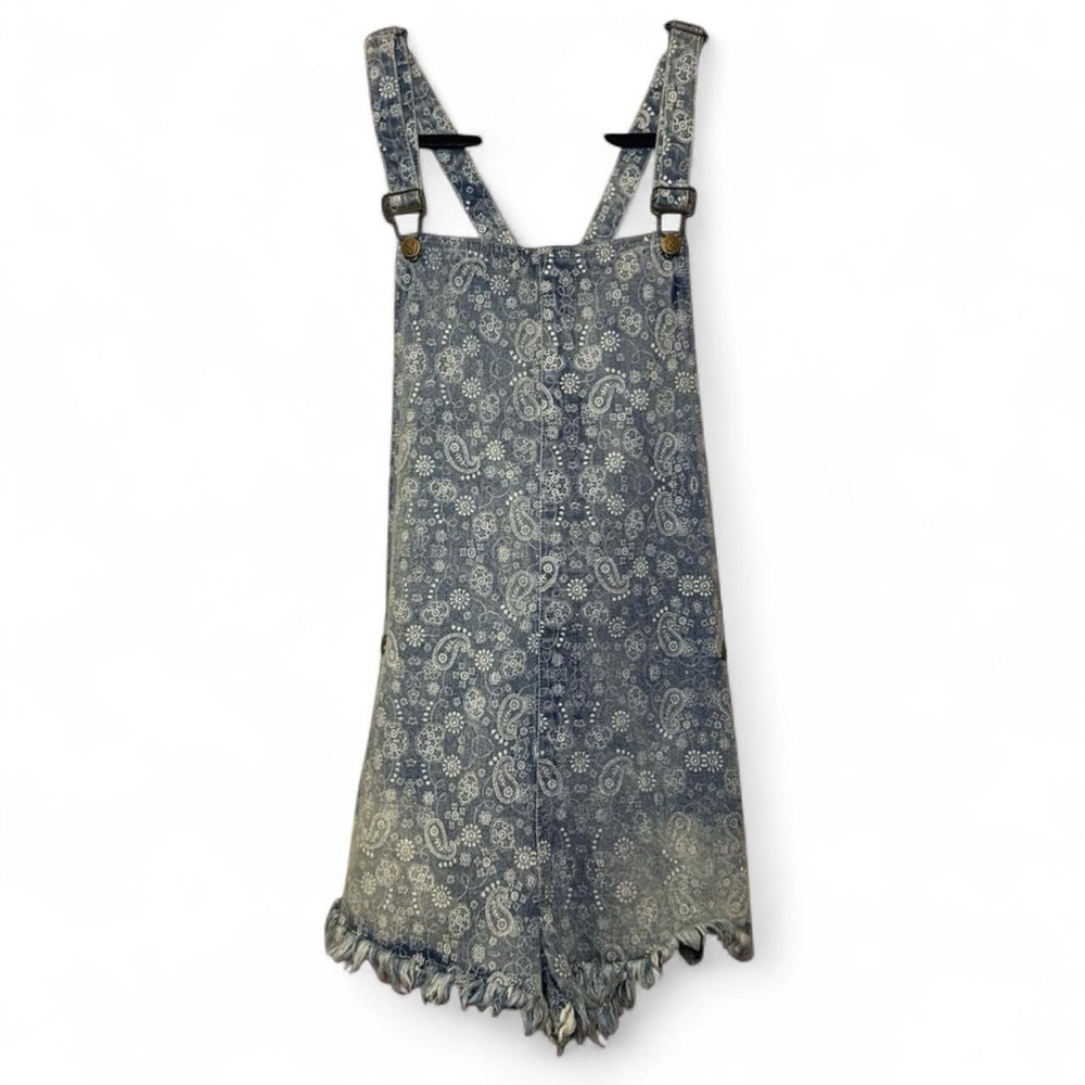 NWT MINKPINK x M|PD Distressed Paisley Print Denim Rodeo Mini Overalls — LARGE - Picture 5 of 7